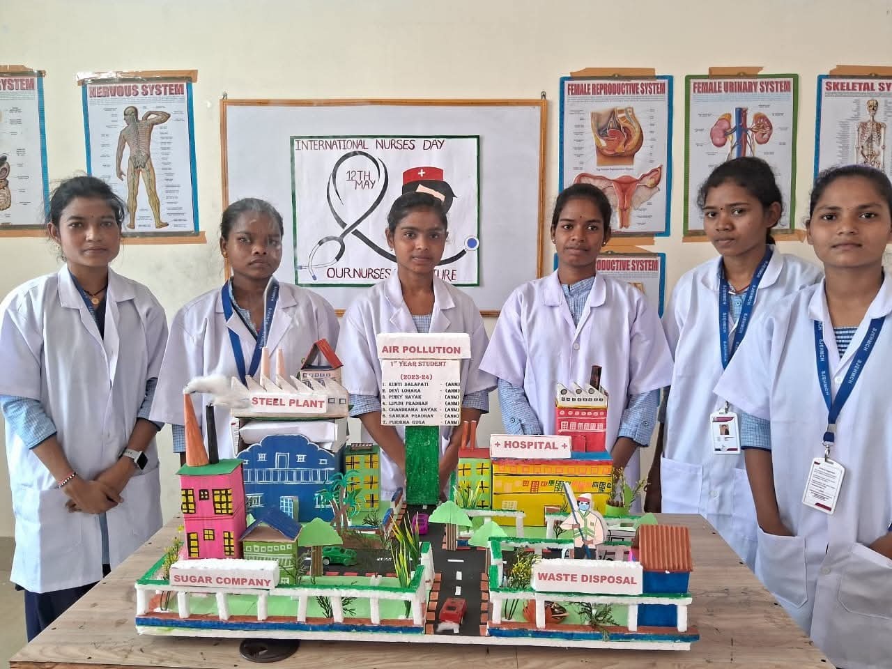 DST Group nursing students with a healthcare awareness project model